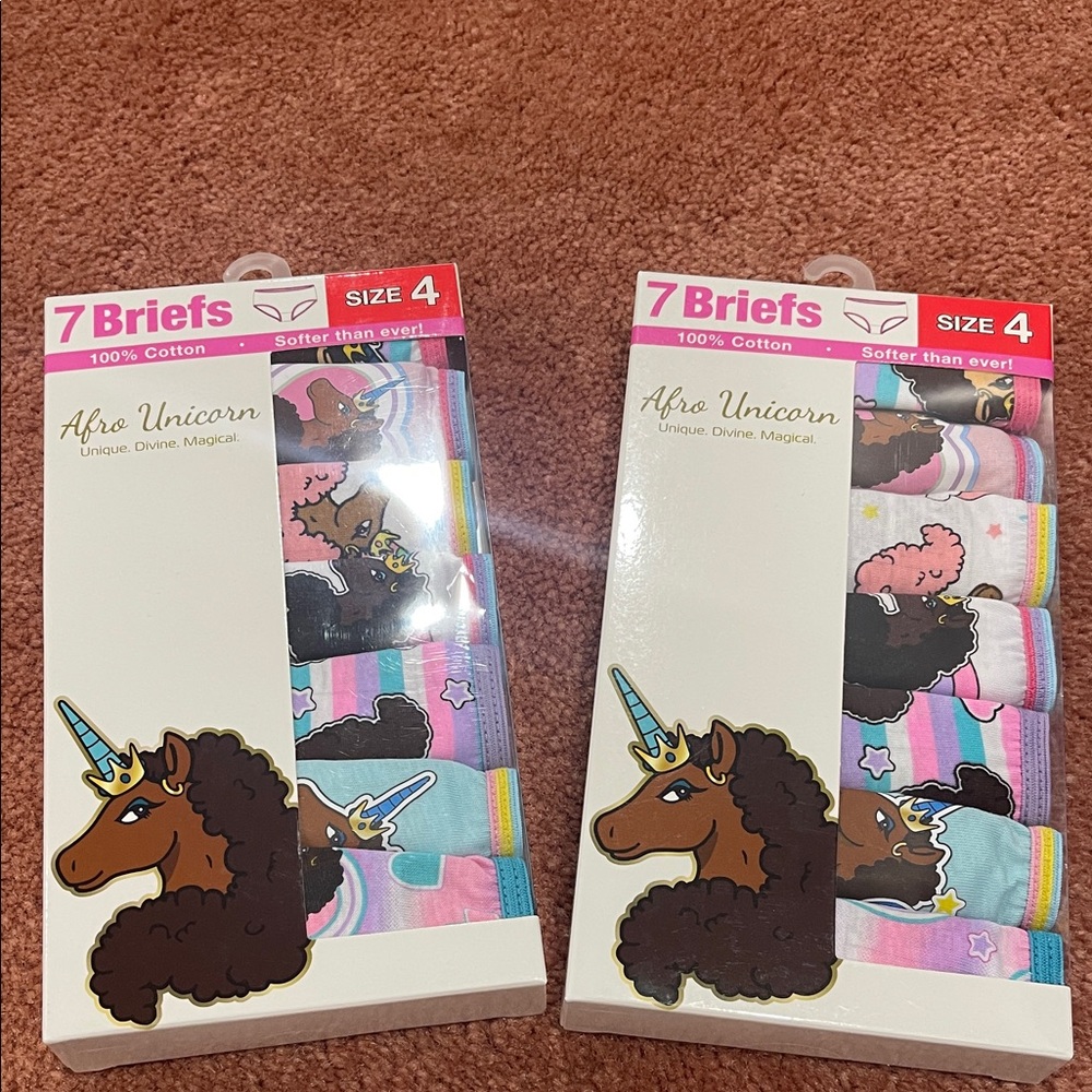 Afro Unicorn Kids Briefs Set (2) packs NO OFFER PLEASE